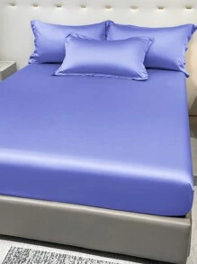1入組素色緞面床笠臥室極簡主義面料床笠 - 淡紫色 - 查看 2