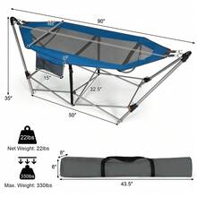 Portable Folding Hammock With Hammock Stand - 藍色 - 查看 7