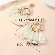 Yanxyad Bohemian Rattan Lättvikts Tofs Örhängen Klämmor för ingen öronpiercing - Multifärgad - Visa 3