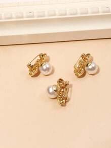 3pcs Women Faux Pearl Heart-Shaped, Bee-Shaped & Round Rhinestone Brooch Pins Set For Scarf, Shawl Or Hat Decoration, Perfect For Dating & Gifting - Multicolor - View 7