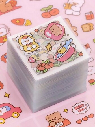 100 Pièces Autocollants Étanches Mignons De Dessin Animé Pour Animaux De Compagnie (style Aléatoire), Avec Ligne De Coupe, Facile À Couper À Bricoler Heureusement Pour Enfants De 3 Ans Et Plus (pour Boîte À Crayons/sac À Main/bouteille D'eau/téléphone Portable/tiroir)