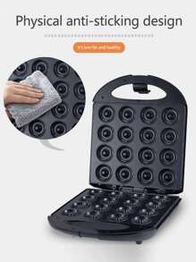 16 Donut Maker, 1400W, Capable Of Baking 16 Small Donuts At The Same Time, With A Non Stick Surface And A Diameter Of About 5CM. It Is A Multifunctional Children's Snack Machine That Can Make Mini Dessert Snacks. It Has Double-Sided Heating, Black Color, And Can Quickly And Evenly Bake In A Few Minutes. It Is Very Suitable For Family Breakfast Machines And Is Plug Type