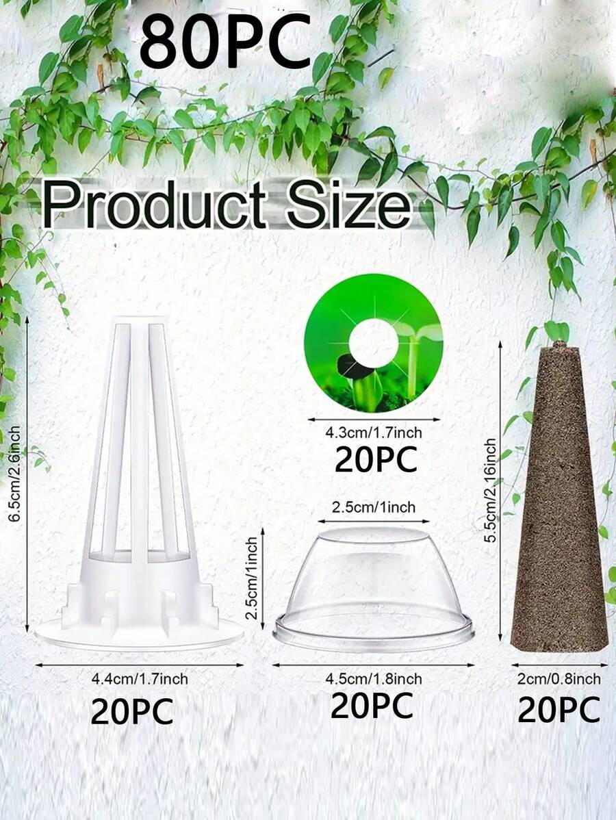 80PC Plant Seedling Cover Hydroponic Planting Set Transparent ...