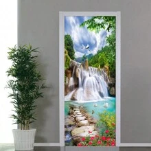 1 pièce/2 pièces Autocollant imperméable et anti-salissure, sticker mural à motif paysage de cascade 3D pour décoration murale intérieure et extérieure/placard/porte, stickers, sticker mural, décalcomanie en vinyle pour décorations de la maison, articles de décoration de printemps pour rafraîchir votre maison, autocollants de décoration Rama, cadeaux d'anniversaire et de remise des diplômes