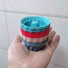 12入組矽膠蛋糕模具，非粘貼慕斯餅糕家用專業烘焙模具，可用於慕斯、冰淇淋、巧克力、雪紡、果凍、餡餅、甜點 - 彩色 - 查看 6