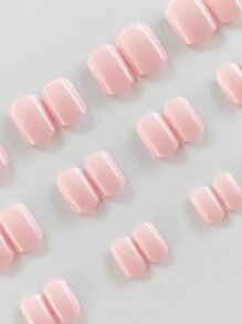 Upgrade Your Style With 24pcs Short Square Simple French Gradient Wearable Fake Nails Manicure Set Suitable For Girls/Ladies Wedding Daily Wear Press On Nails Nail Supplies - Multicolor - View 2