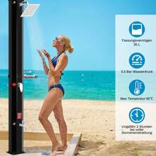 35L Solar Shower, Solar Garden Shower Including 360 ° Shower Head, Tap, Garden Hose Connection & Protective Hood, Pooldusche Camping, Warm Water, Up To 60 ° C, Without A Power Connection - Black - View 5