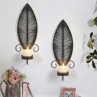 1pc European Style Simple Iron Candle Holder Wall Decor For Living Room