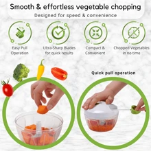 1pc Manual Food Chopper Vegetable Fruit Nut Onion Hand-Powered Mixing Processor (5 Colors)