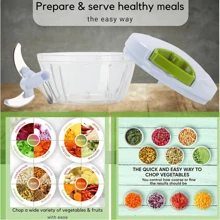 1pc Manual Food Chopper Vegetable Fruit Nut Onion Hand-Powered Mixing Processor (5 Colors)