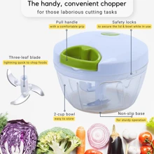 1pc Manual Food Chopper Vegetable Fruit Nut Onion Hand-Powered Mixing Processor (5 Colors)