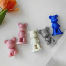 One Handmade Heart-Shaped Bear Mold Blue Ocean Fragrance Aromatherapy Candle DIY Craft Birthday Gift Teddy Candle - Blue - View 3