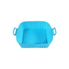 Air Fryer Silicone Liner For 3-5 QT, Flammable Parchment Paper Replacement, Reusable Baking Pan Oven Accessory, Red/Blue, Round/Square(Top 8 Inches, Bottom 6.75 Inches)