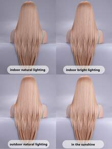 長直金色假髮，帶瀏海，耐高溫合成纖維，Cosplay 派對必備 - 金色 - 查看 7