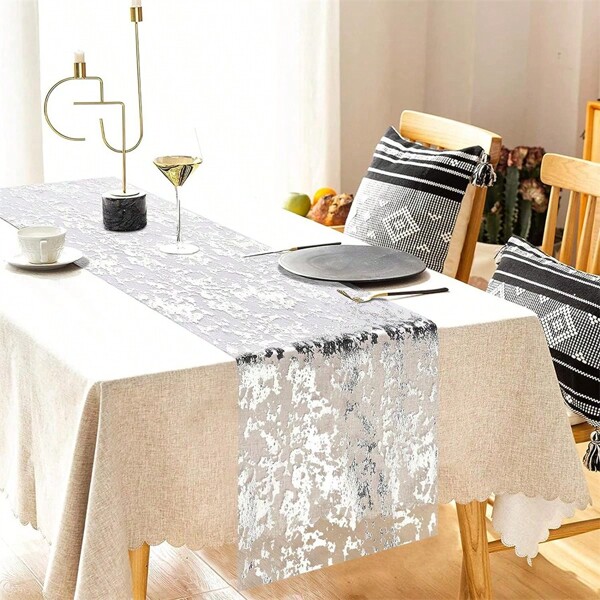 Corredor de mesa de alta calidad estampado en dorado, perfecto para la sala de estar, mesa de comedor, fiestas al aire libre y decoración de eventos de bodas, muy adecuado para realzar la atmósfera de las actividades