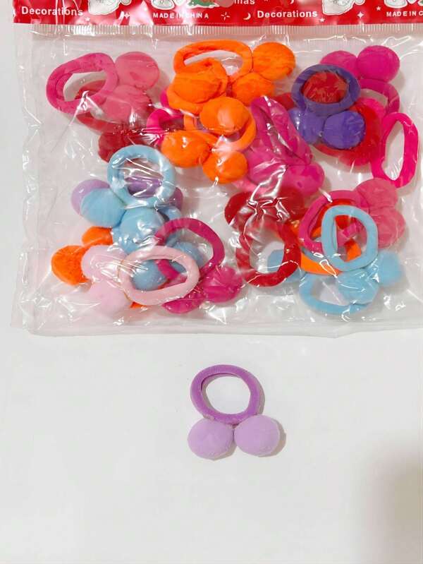 24 Peças Rabicó De Cabelo De Pom Pom Para Meninas