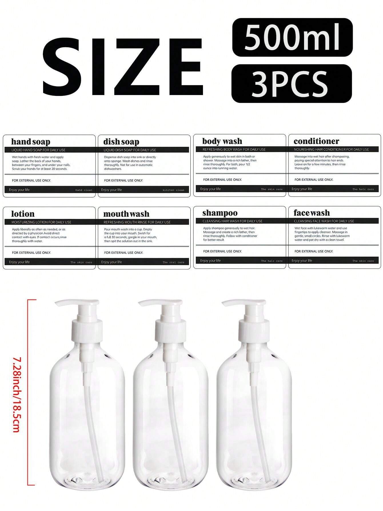2x 500 Ml Leere Plastikpumpflasche Transparent – Nachfüllbar Für Shampoo, Duschgel & Pflegeprodukte, Mit Pumpenkopf
