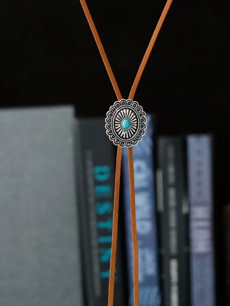 1入歐美手工製作天然石頭工藝鋅合金博羅領帶項鍊