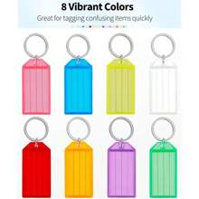 8/16/24pcs Key Tags, 2 Inch Plastic Key Chain Tags With Ruled Blank Paper Labels, Transparent Covers And Split Rings Sturdy Item Identifiers, 8 Colors Car Accessories Bag Charm School Cute Goth Y2k Christmas Gift Ideas Bag Accessories Lanyards With Id Holder Car Accessories Bag Charms