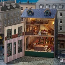 Magical Shop DIY Doll House Model Building Kit 3D Puzzle Toy Miniature With Furniture, Home Creative Room Bedroom Decorations, Wooden Handcraft Easter Birthday Gift Room Decoration