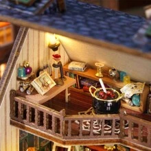 Magical Shop DIY Doll House Model Building Kit 3D Puzzle Toy Miniature With Furniture, Home Creative Room Bedroom Decorations, Wooden Handcraft Easter Birthday Gift Room Decoration