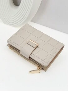 可爱甜美柔软学院风Preppy Style手包开学季拉链学生商务休闲女士钱包钱夹小钱包 - 米色 - 查看 1