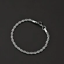 1pc Stainless Steel Twist Chain Bracelet, Unisex Fashionable Gift Jewelry
