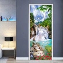 1 pièce/2 pièces Autocollant imperméable et anti-salissure, sticker mural à motif paysage de cascade 3D pour décoration murale intérieure et extérieure/placard/porte, stickers, sticker mural, décalcomanie en vinyle pour décorations de la maison, articles de décoration de printemps pour rafraîchir votre maison, autocollants de décoration Rama, cadeaux d'anniversaire et de remise des diplômes