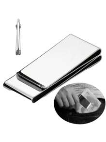 Carte Clip Sujetador Billetes Tarjetas Plateado 3 Divisiones - Plateado - Ver 3