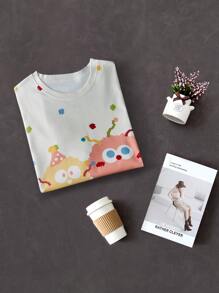 Women's Summer Sleeveless Nightgown - Cartoon Cute Style, Digital Printing, Polyester, Fitted Dropped Shoulder Pajama, Moo Moo Sleep Dress