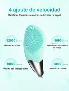 Cepillo de limpieza facial , cepillo eléctrico de silicona facial y masajeador, limpiador facial de silicona impermeable para limpieza profunda, exfoliante, recargable, para regalos de niñas - Verde - Ver 2