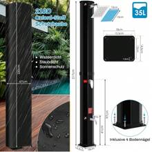 35L Solar Shower, Solar Garden Shower Including 360 ° Shower Head, Tap, Garden Hose Connection & Protective Hood, Pooldusche Camping, Warm Water, Up To 60 ° C, Without A Power Connection - Black - View 2