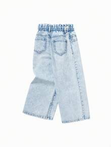 Balabala Quần Jeans Nữ Tuổi Teen, Quần Ống Rộng Mùa Hè, Thời Trang Cho Bé Gái Tuổi Teen, Thiết Kế Ống Xẻ - Màu xanh nhạt - Xem 5