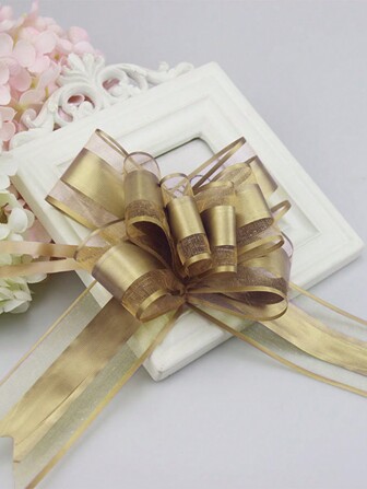 10pcs/Pack Bowknot Pull Flower Decoration Ribbon For Room Decoration, Wedding Car, And Mirror, Snow Yarn Pull Flower Ribbon For Holidays And Celebrations,Christmas