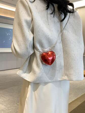 迷你心形包，可愛風格新歐美時尚個性化口紅鏈包，不適用於手機