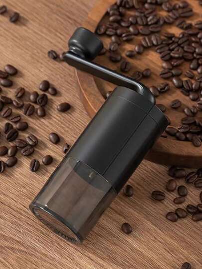 A Portable Hand-Crank Coffee Bean Grinder With Transparent Jar & Large Powder Capacity For Home And Dorm Use School Supplies Back To School