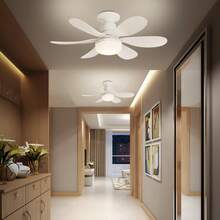1pc Socket Fan Light, Small Ceiling Fan With Remote Control, Bulb Replaceable Indoor Fan Light For Bedroom, Kitchen And Living Room - White - View 6