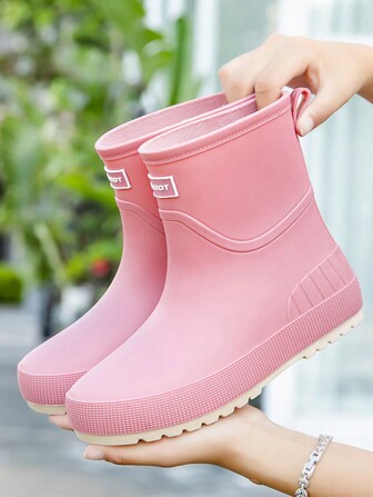 Flat Fashionable Short Tube Rain Boots For Women, Anti-Slip And Waterproof, Suitable For Camping Suitable For Outdoor Work And Casual Wear, Sweet Style Outing Women Water Shoes