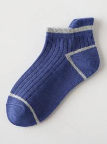 5 Pairs Kids Solid Color Striped Ankle Socks, Autumn/Winter, Sizes: (2-3), (3-8), (8-12), (12-16) Years - Multicolor - View 7