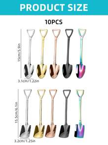 4件/10件创意不锈钢甜点勺套装，铲形勺，冰淇淋勺，咖啡勺，适用于家庭厨房和餐厅，厨房，圣诞礼物，学校用品 - 銀色 - 查看 8