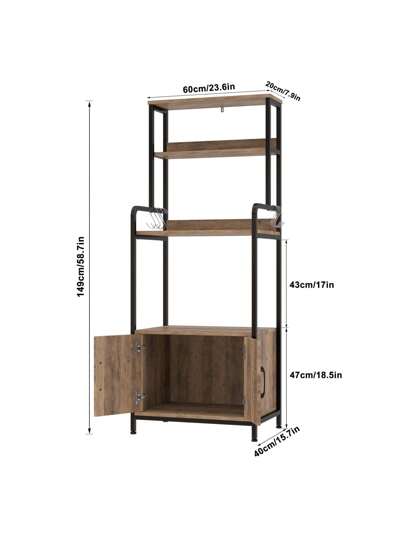 Kitchen Shelf, St ing Shelf Hooks Door, Baker's Made Of Wood Metal Frame, Stable Storage Hallway, Kitchen, Living Room, Brown, 59.7 40 149 Cm view 7