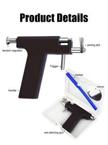 1 Set 98pcs Reusable Ear, Body, Nose, Navel, Lip, Tongue Piercing Gun Machine Supplies Toolkit, Includes Earrings, Professional Sterile Piercing Tools - Multicolor - View 7