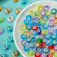 Hỗn hợp 200 hạt hạt lỗ lớn châu Âu, hạt thủ công châu Âu khác nhau hạt pha lê dangle hạt kim cương giả màu hỗn hợp hạt đệm lỗ lớn thích hợp cho vòng cổ DIY, vòng tay, bông tai điện thoại, đồ trang sức quyến rũ làm đồ dùng - Nhiều màu - Xem 3