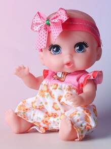 DOLL MEET One Piece 3+ Children Crying Reborn Baby Doll Smile Pink Hearts Eyes Cute 6 Inches Polly Pocket Swivel Mini Vinyl Doll 15.5Cm Gift Toys For Child