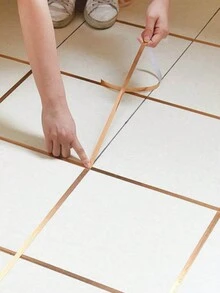 1卷50m長PET瓷磚填縫膠帶，適用於廚房、客廳和家居裝飾，0.5/1cm - 金色0.5cm - 查看 4