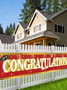 2024 Red Graduation Garden Banner - Outdoor Graduation Yard Flag - Grad Season Party Decoration Backdrop - Congrats Grad Banner - Class Of 2024 Graduation Decorations - Graduation Backdrop 2024 - Red - View 2