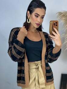 Women Cardigans - 駝色 - 查看 1