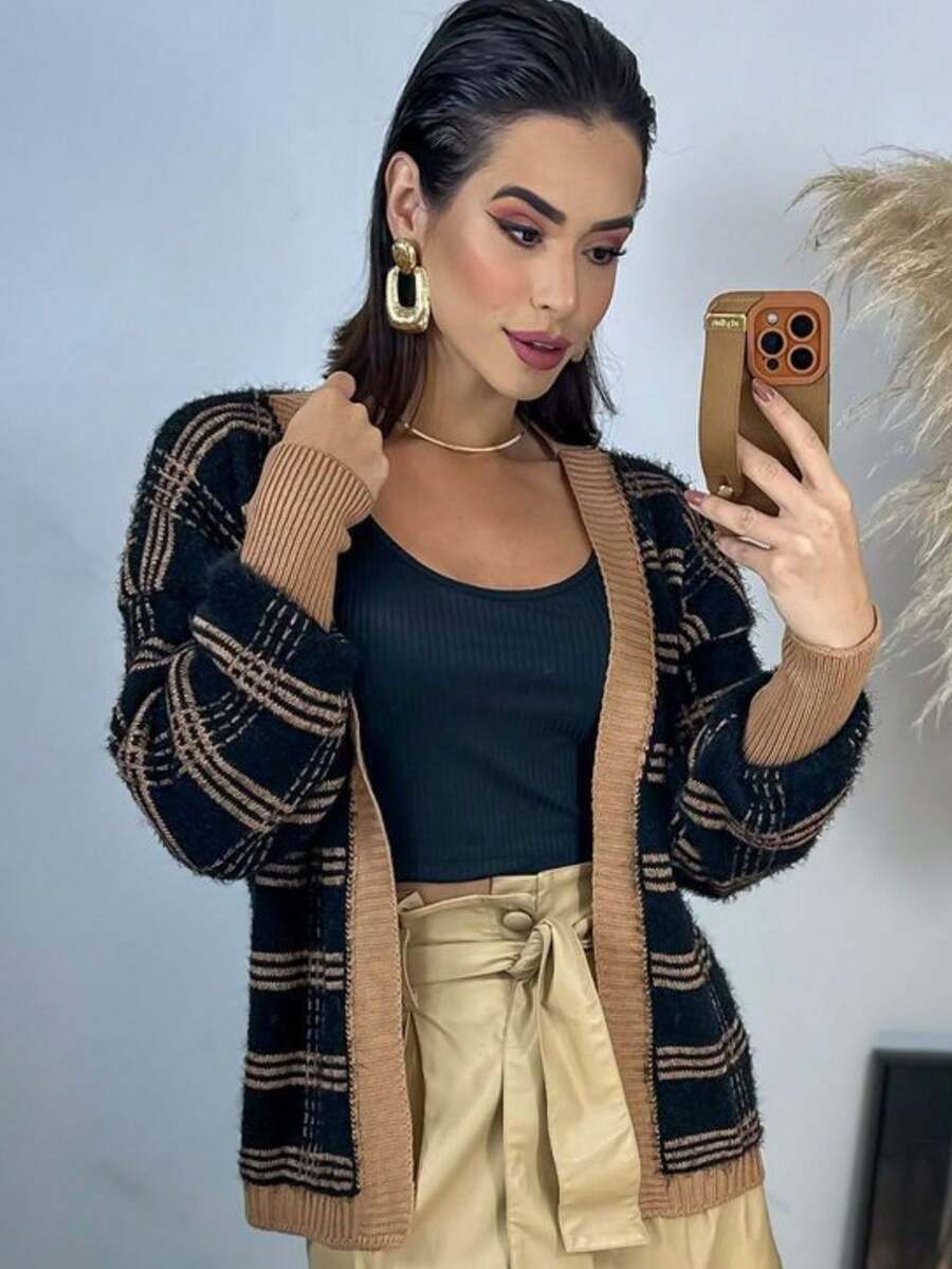 Women Cardigans - 駝色 - 查看 1