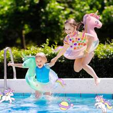 PVC Inflatable Outdoor Swimming Sports Float Ring, Inflatable Unicorn Swimming Pool Tube For Float And Play On The Beach, Fun Unicorn Pool Float Toy For Summer Swimming Pool And Beach Parties, For Kids And Adults - Green - View 3