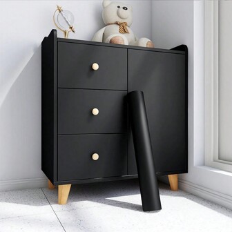 1 卷黑色纯色壁纸自粘防水哑光丙烯酸乙烯基包装适用于台面、抽屉和家具，翻新贴纸可剥离墙板，墙纸，壁纸，春季装饰品让您的家焕然一新，拉玛装饰贴纸